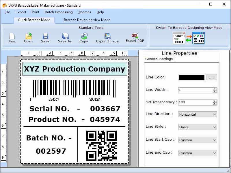 Screenshot of Business Barcodes