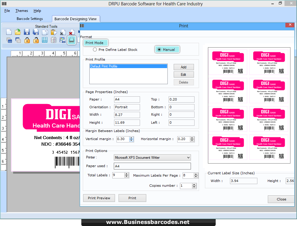 Healthcare bar code label designing program Healthcare bar code label designing program