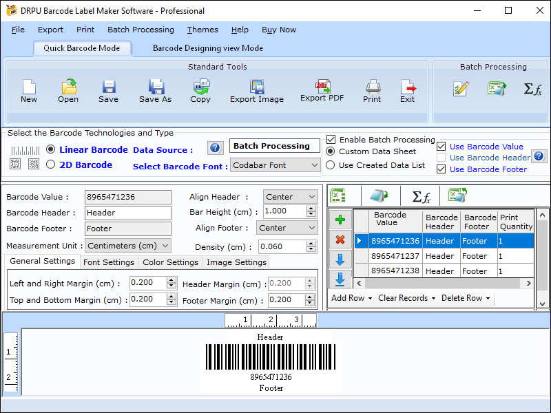Screenshot of Bulk Barcode Label Maker Excel Software