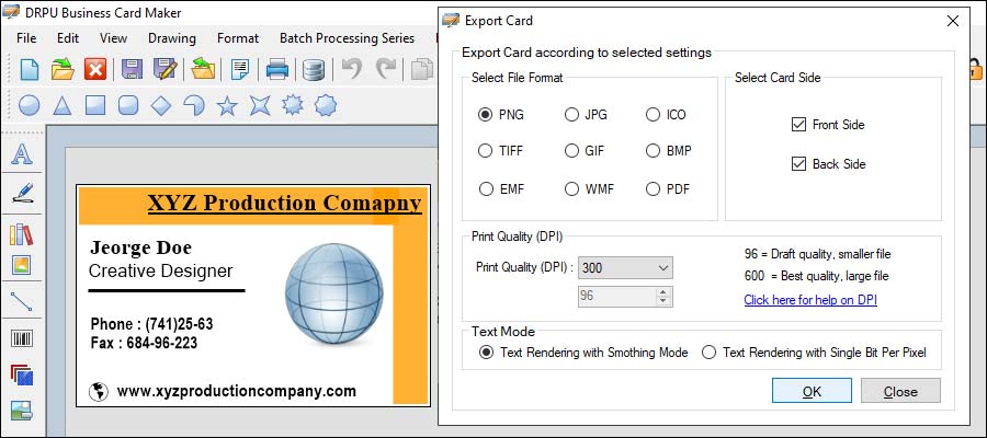 Import and Export Business Card Design Import and Export Business Card Design