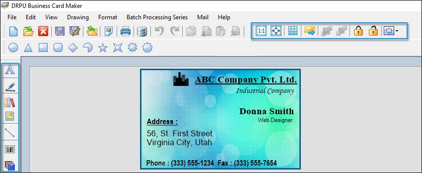 Tools And Keyboard Shortcut in Business Card Maker