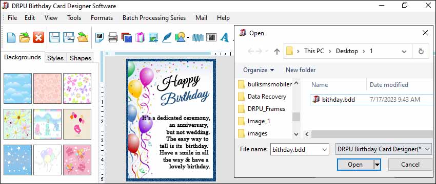 Importing Birthday Card Designs