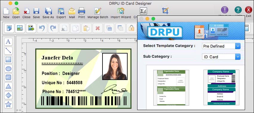 Features Included in Mac ID Cards Maker Software