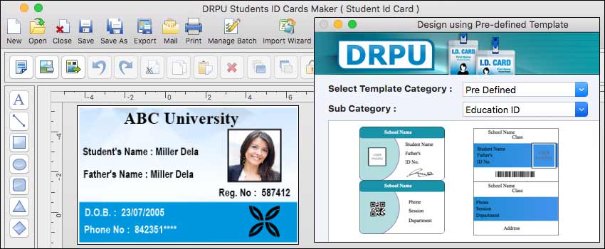 Features in Student ID card maker Software
        for Mac