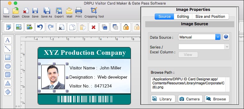 Images and Design Elements with Visitors ID Cards Maker for Mac