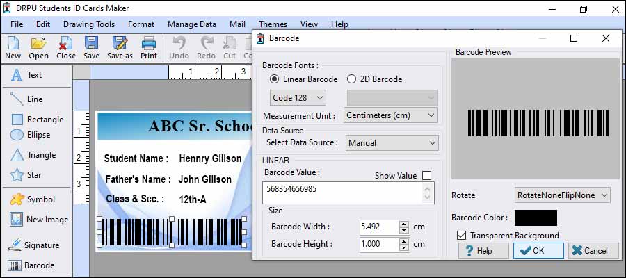 Working of Student ID Card Software