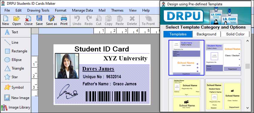 Custom Templates in Student ID Card Software