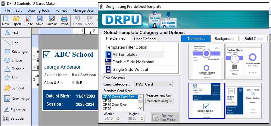 Working of Student ID Card Designing Software