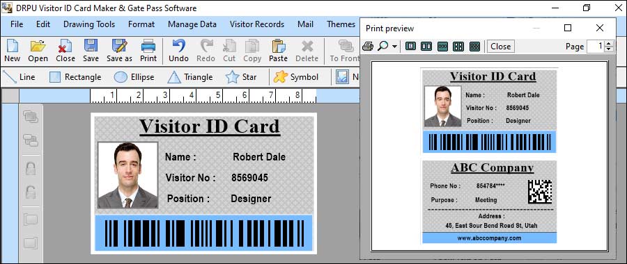 Print Both Sides on the Visitor ID Card