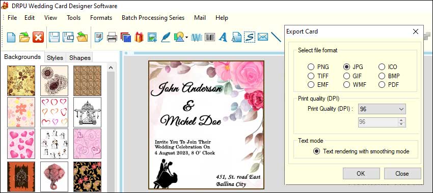 Features of Wedding Card Maker Software