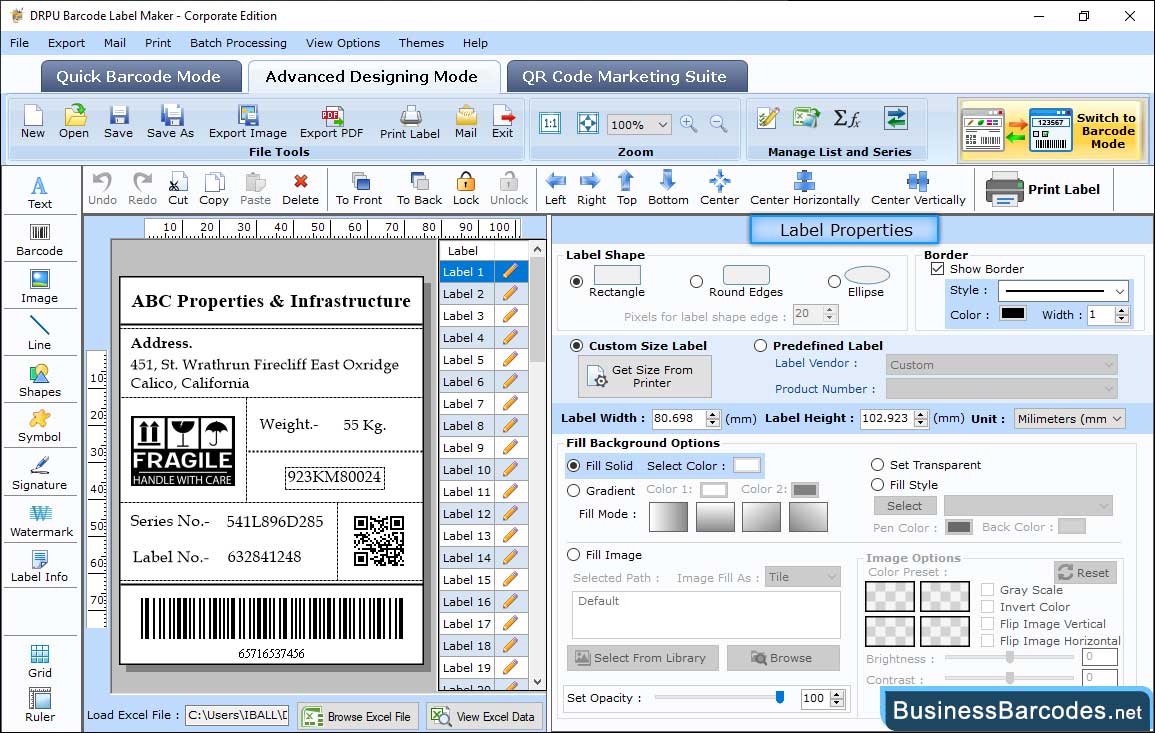 Change the Label shape, size and background