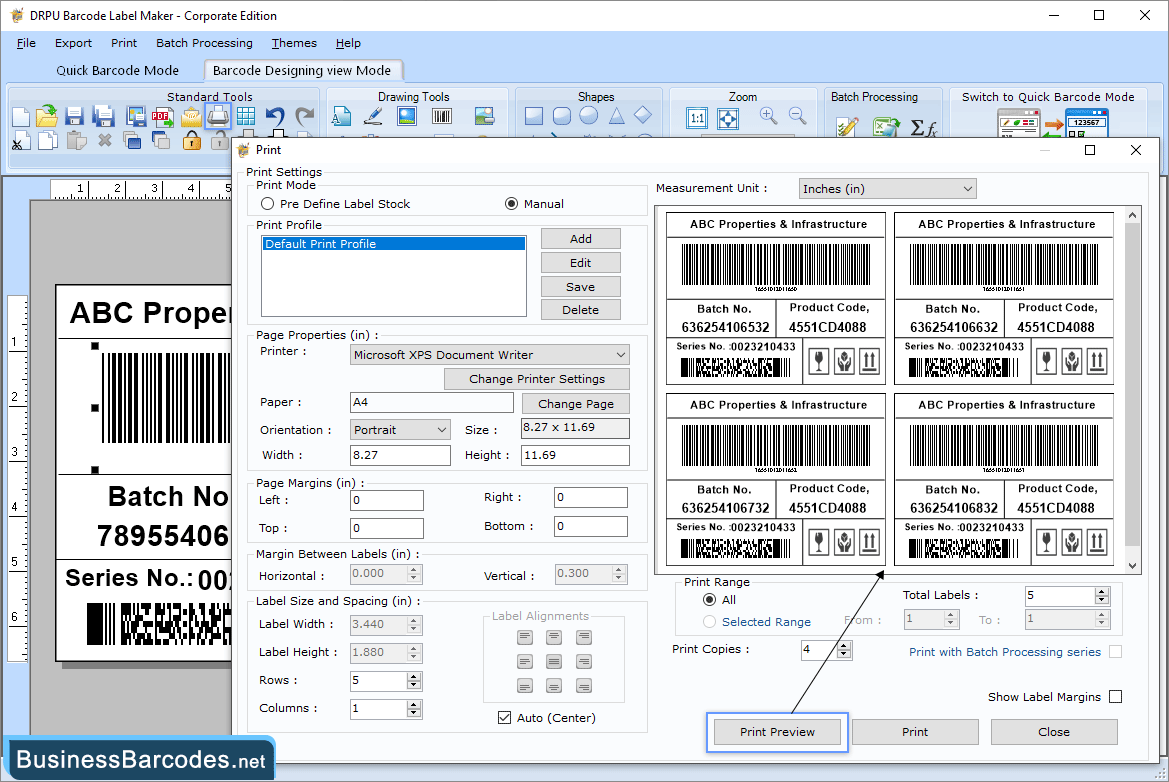 Print designed barcode