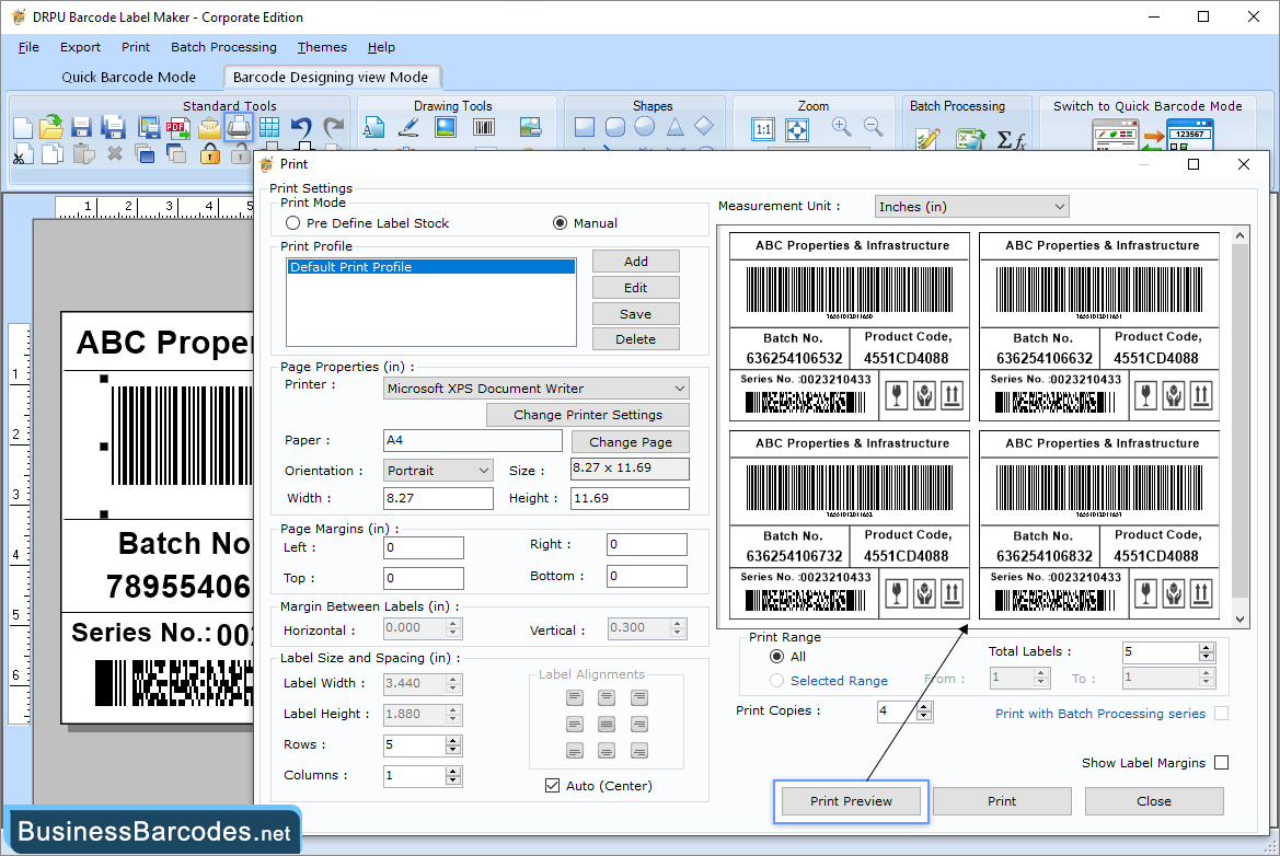 Print designed barcode Print designed barcode