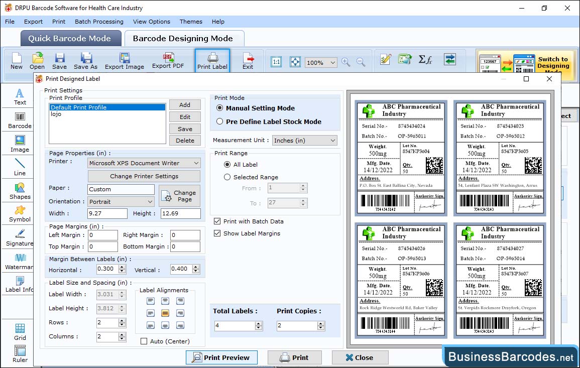 Print designed barcode Print designed barcode