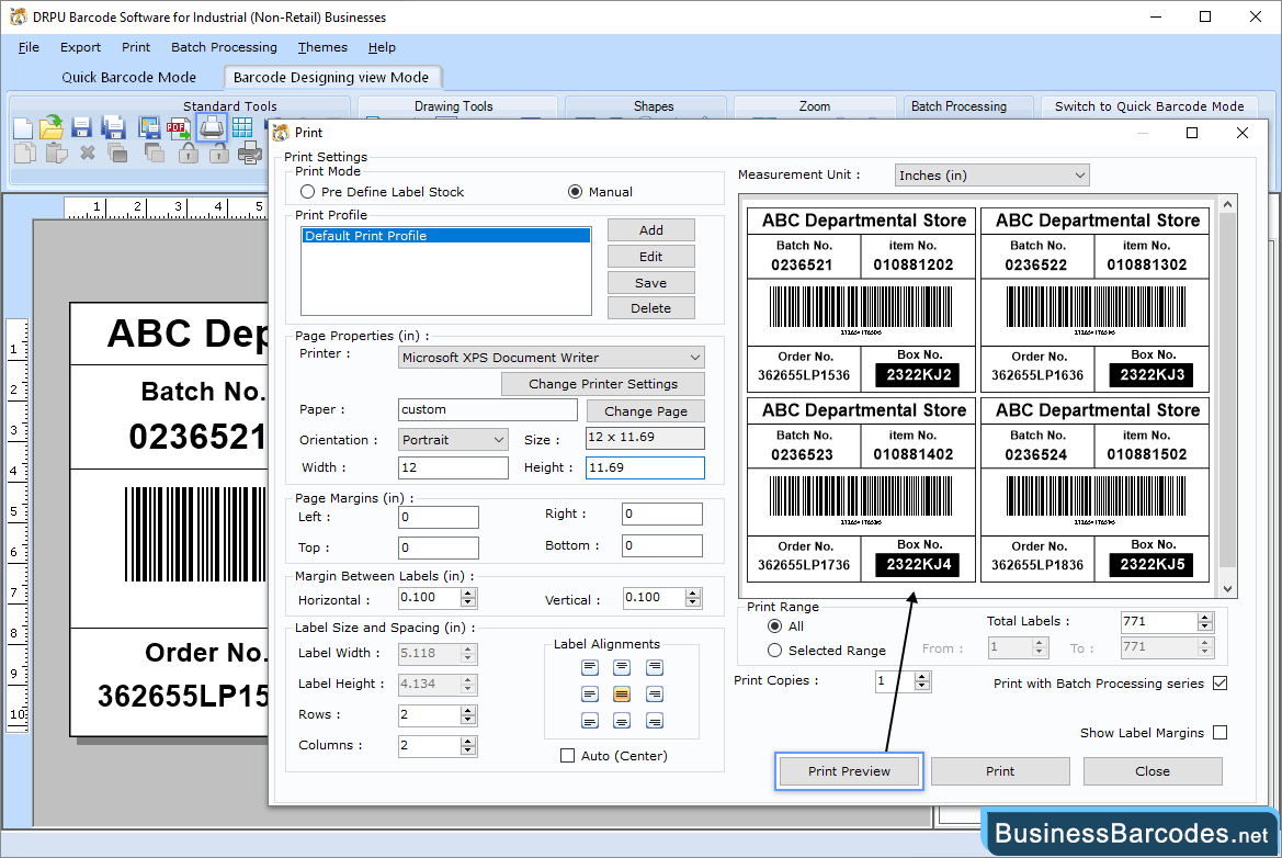 Print designed barcode labels Print designed barcode labels