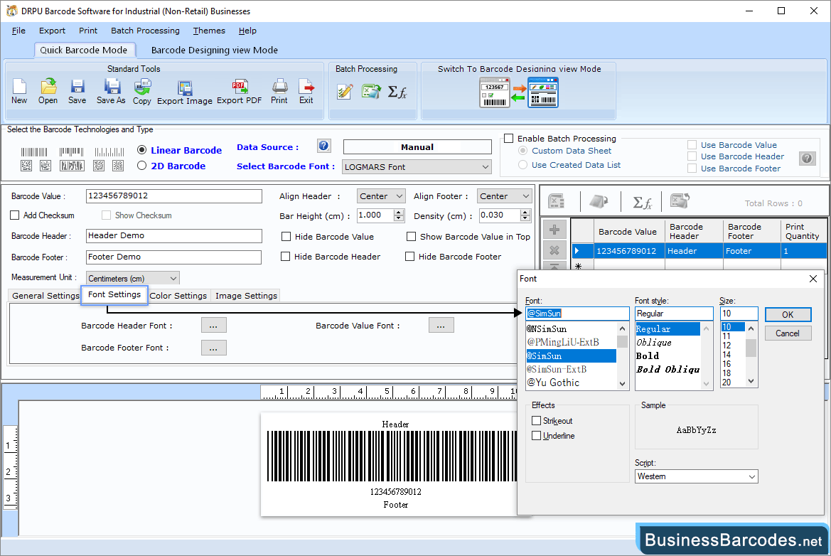 Select technology and type of barcode Select technology and type of barcode