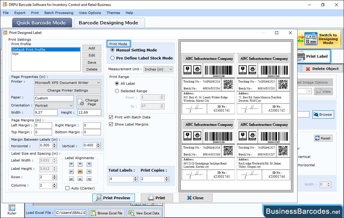 Print designed barcode labels Print designed barcode labels