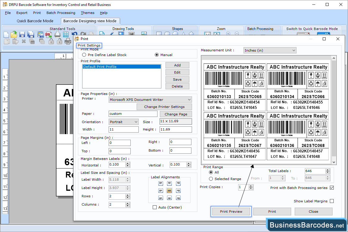 Print designed barcode labels Print designed barcode labels