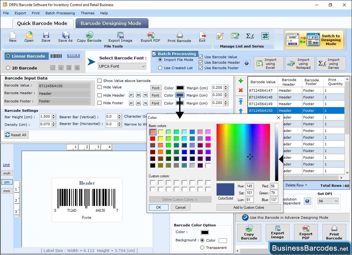 Select technology and type of barcode Select technology and type of barcode