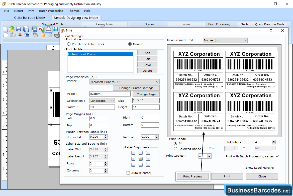 Print designed barcode labels Print designed barcode labels