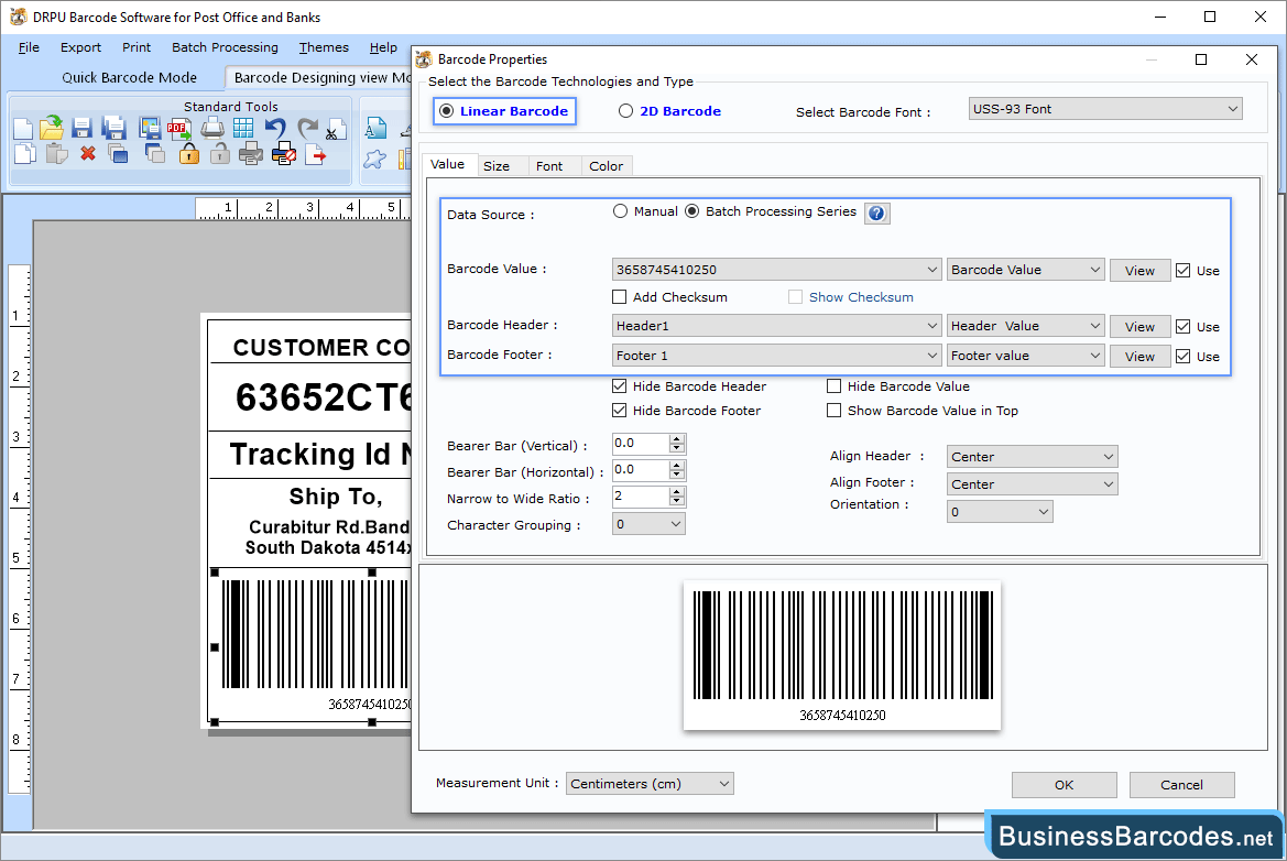 Change barcode value, size and font Change barcode value, size and font