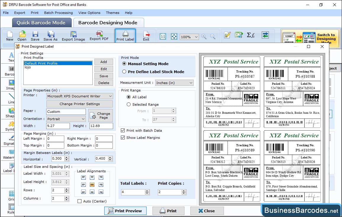 Print designed barcode labels Print designed barcode labels