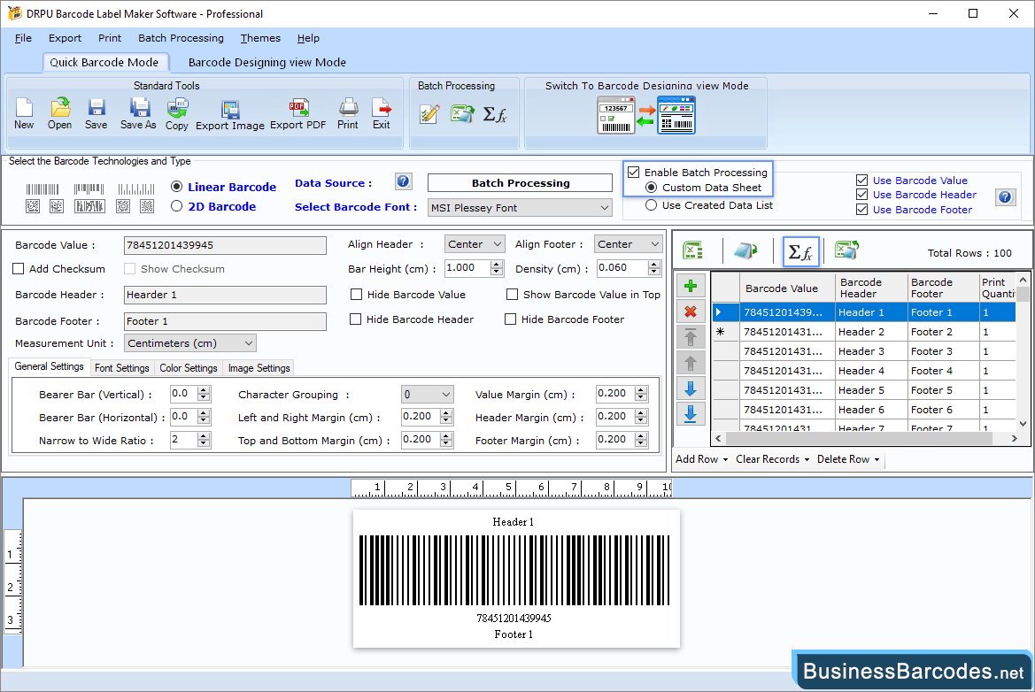 Select barcode type and font Select barcode type and font