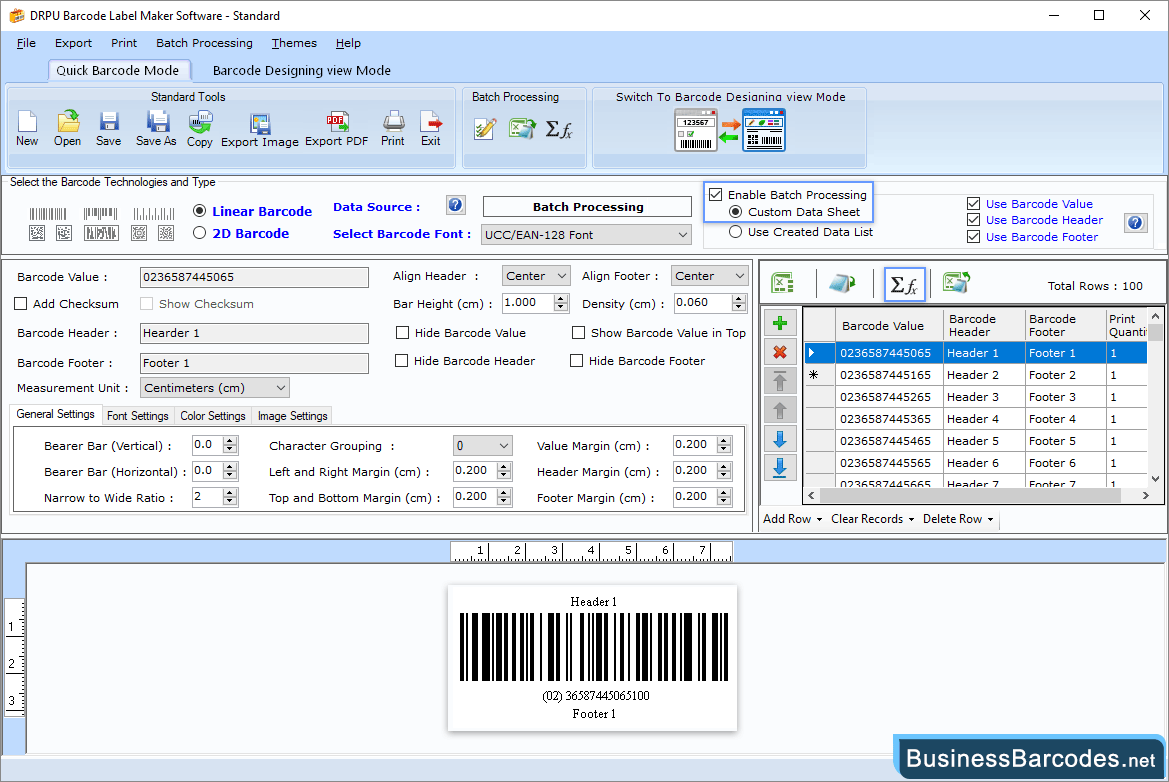 Select barcode type and font Select barcode type and font