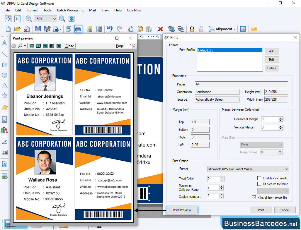 Print designed ID cards