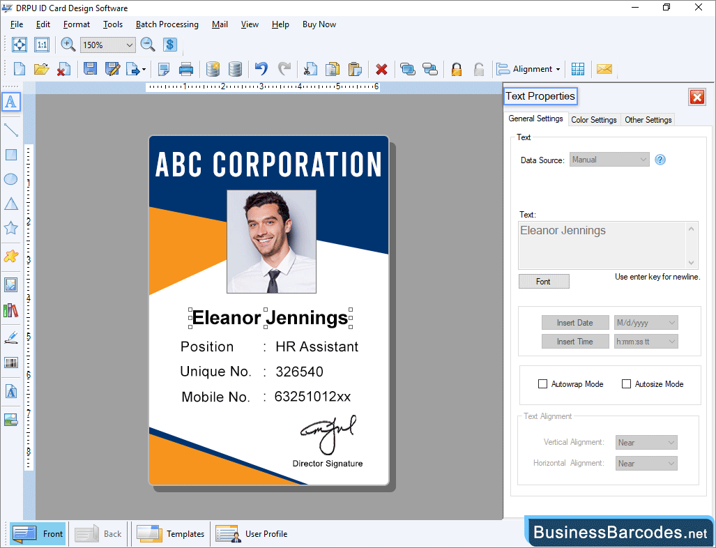 Add text on your card