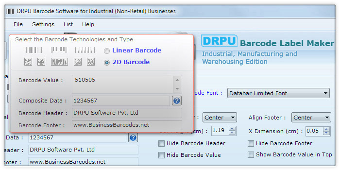 Databar Limited 2D Barcode Font