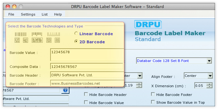 Databar Code 128 Set B 2D Barcode Font