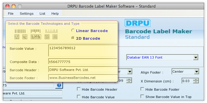 Databar EAN 13 2D Barcode Font