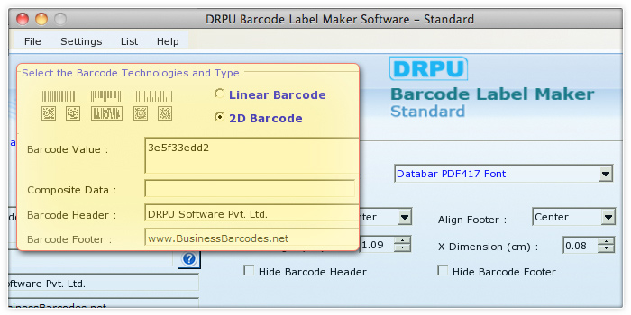 Databar MicroPDF417 2D Barcode Font