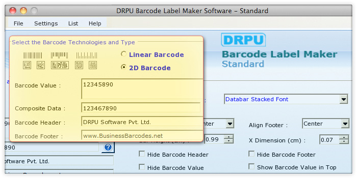 Databar Stacked 2D Barcode Font