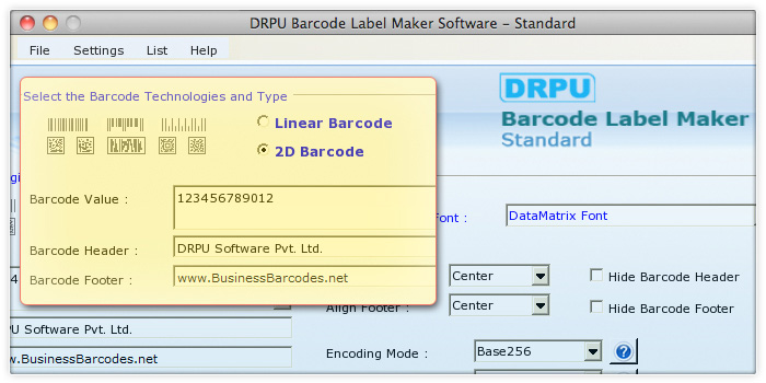 DataMatrix 2D Barcode Font