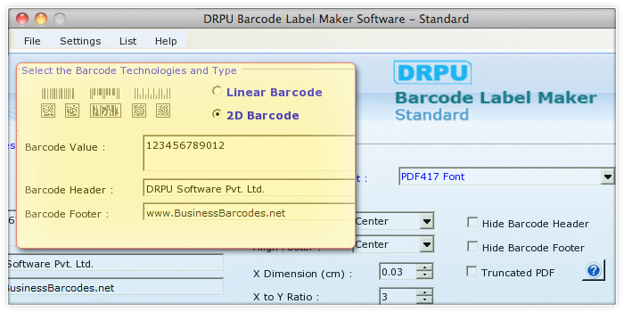 PDF417 2D Barcode Font