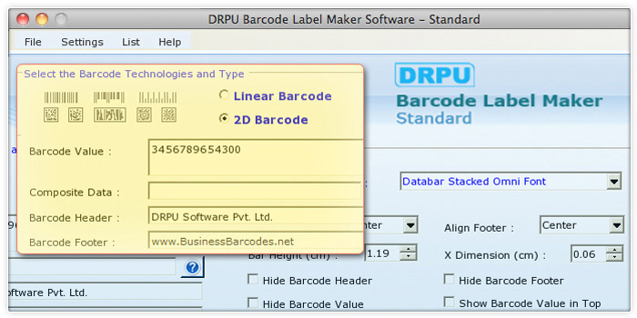 Databar Stacked Omni 2D Barcode Font