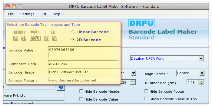 Databar UPCA 2d Barcode Font