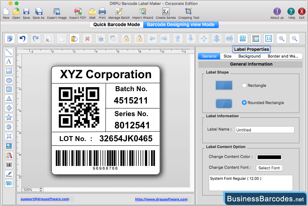 Mac barcode designing mode