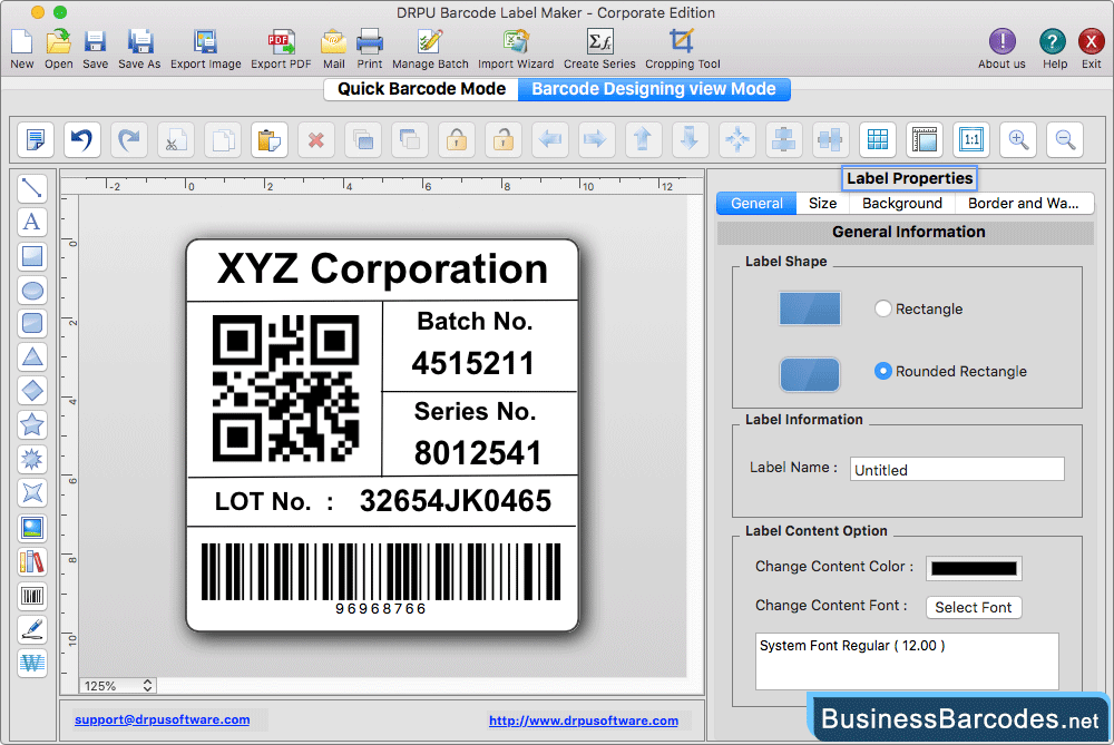 Change label properties