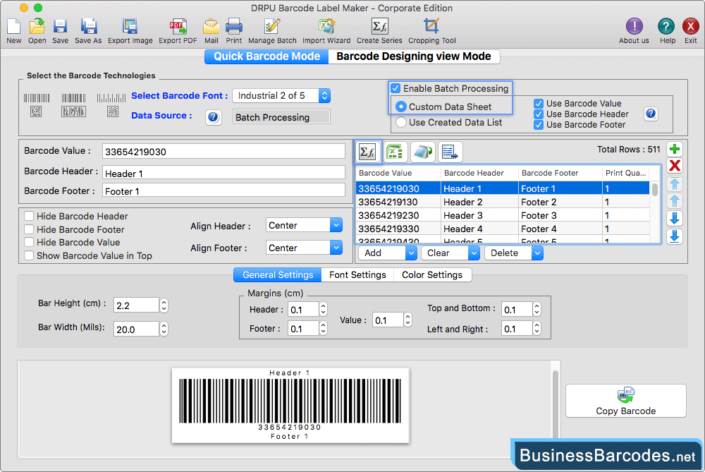 Mac corporate barcode