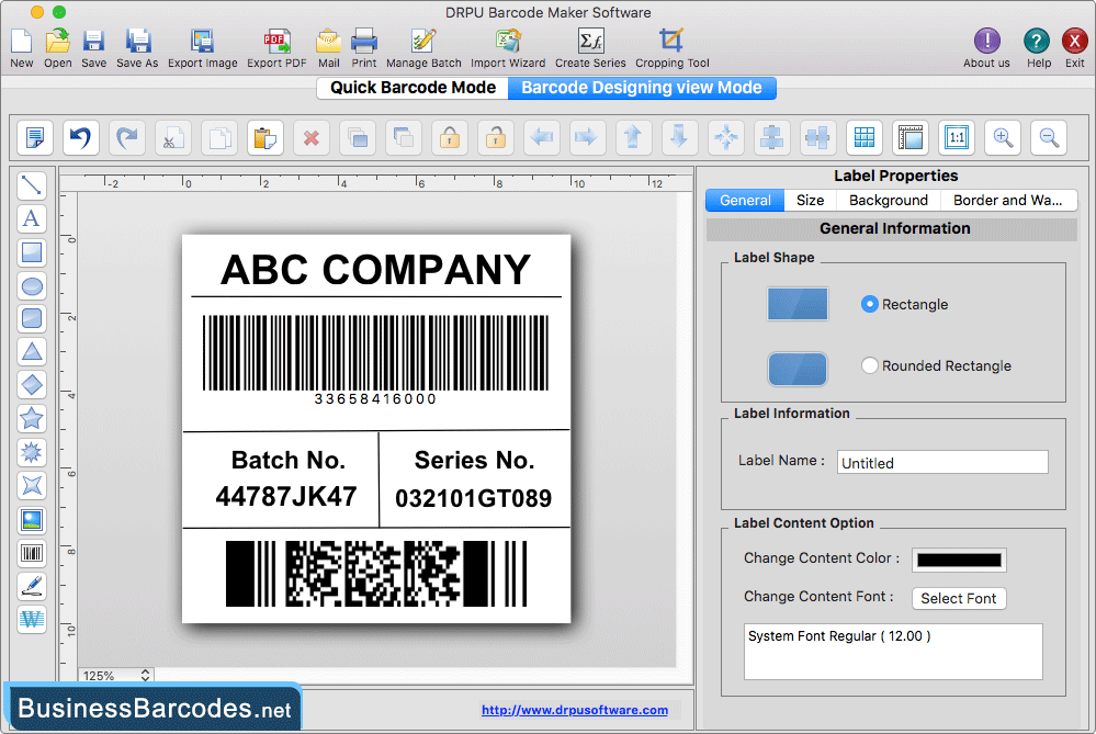 Change label properties