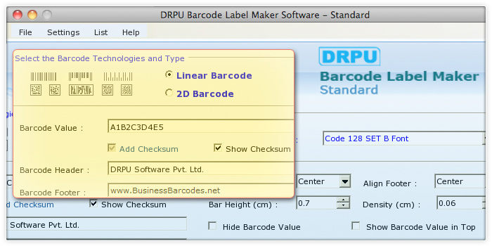 Linear Code 128 SET B Barcode Font