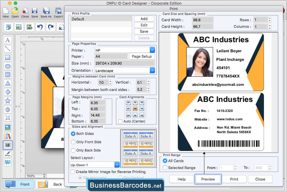 Printe designed card using print button Printe designed card using print button
