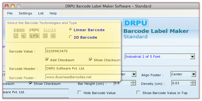 Linear Industrial 2 of 5 Barcode Font