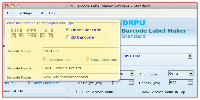Linear UPCE Barcode Font