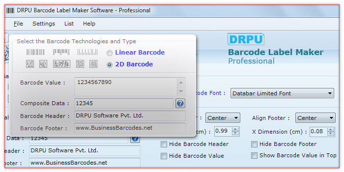 Databar Limited 2D Barcode Font