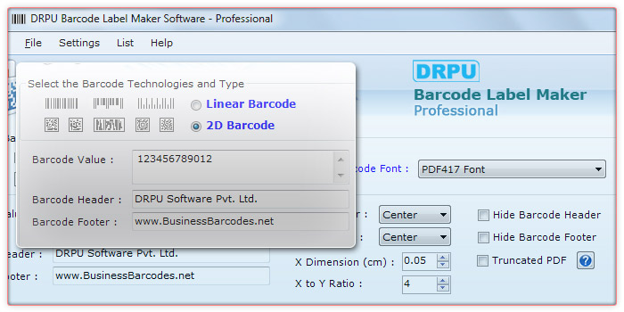 PDF417 2D Barcode Font