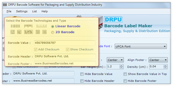 Linear UPCA Barcode Font